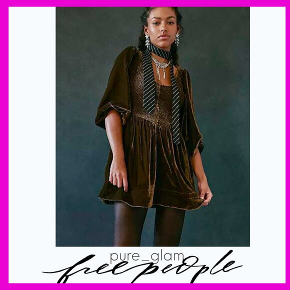 Free People velvet mini dress - Picture 1 of 6